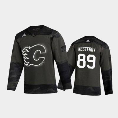 Calgary Calgary Flames #89 Nikita Nesterov Men's Adidas 2020 Veterans Day Authentic NHL Jersey - Camo Men's